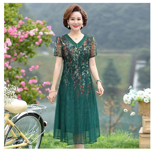 Váy Đầm Trung Niên Che Bụng Dự Tiệc Sang Chảnh VH68 - Hàng Quảng Châu Cao Cấp