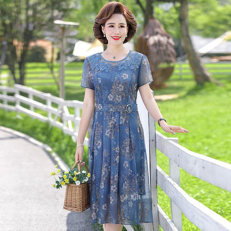 Váy Đầm Hoa Trung Niên Lịch Sự VH28 - Hàng Quảng Châu Cao Cấp