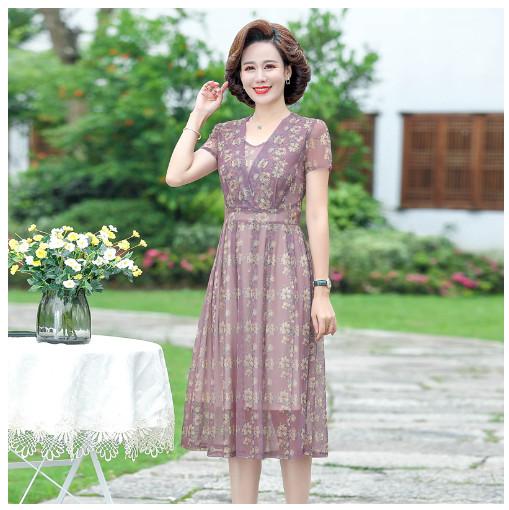  Váy Đầm Hoa Giản Dị Cho Mẹ VH12 - Hàng Quảng Châu Cao Cấp