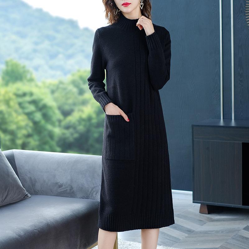  Váy Len Dệt Kim Cổ Tròn Lịch Sự AL02 - Hàng Quảng Châu Cao Cấp