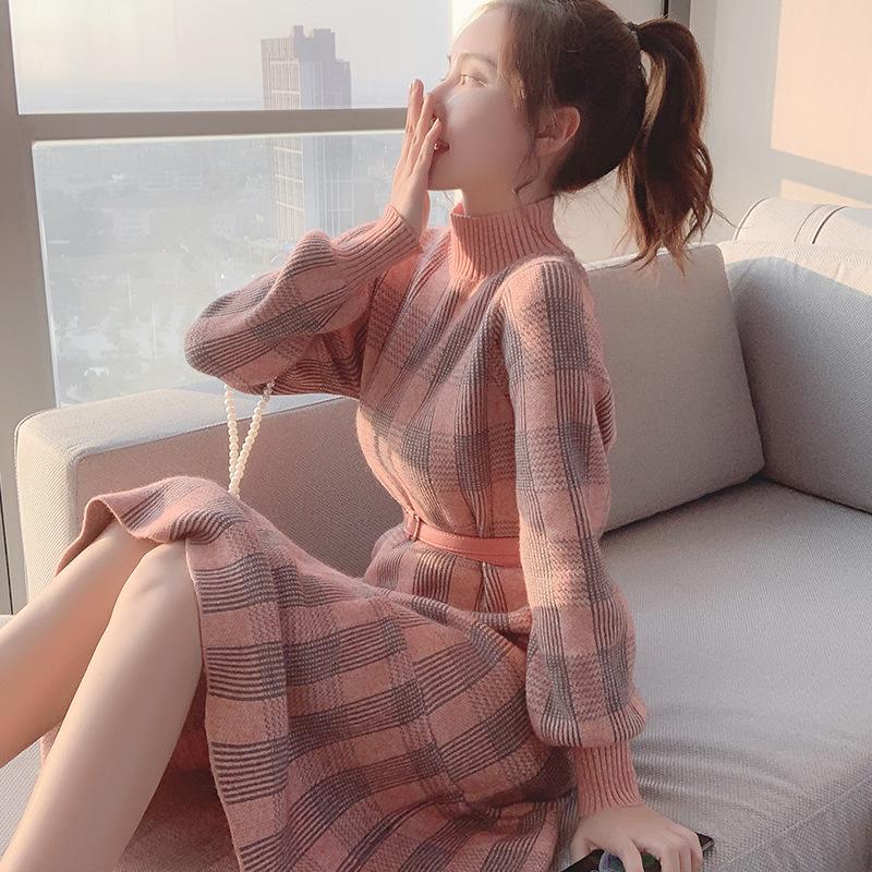 Váy Len Kẻ Sọc Retro Mùa Thu Đông Dễ Thương VH40 - Hàng Quảng Châu Cao Cấp